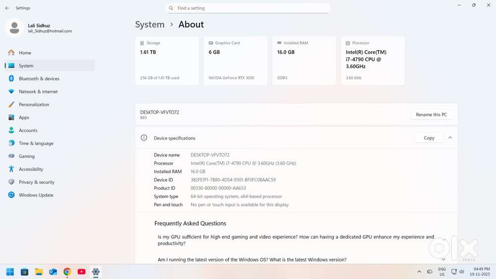 I7 4790 cpu+ keyboard mouse fs22 fs25 gta v all games working