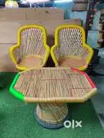 Bamboo mudda chair bamboo mudda table mudda stool iron stool frame set