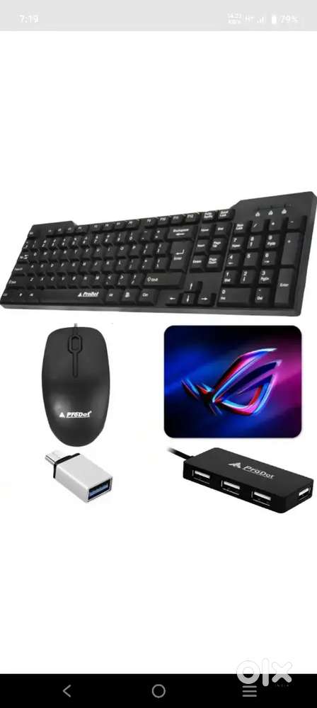 Set of Keyboard and Mouse Combo with USB hub, C-Type OTG Cable