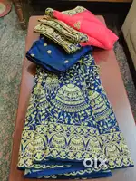 Blue -Pink Lehanga,Blue Blouse and Pink Dupatta