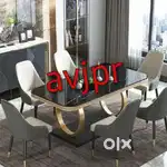 New six seater dining table with marble top and six chair set