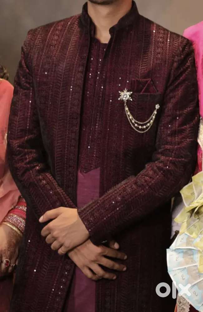 Men's Shrug Kurta Pajama (wine colour)