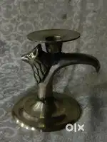 Antique pure brass solid heavy fox candle stand 13/13 cm.