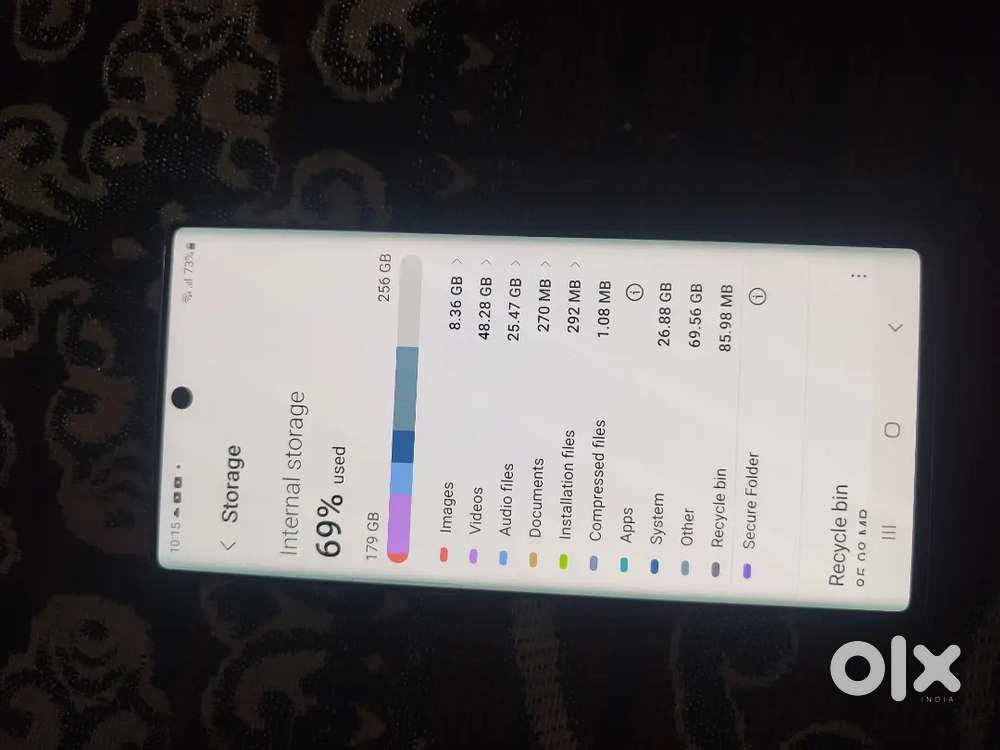 Samsang note 10 12gb 256 storage very good condition only black panel