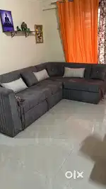 Grey L sofa cum bed