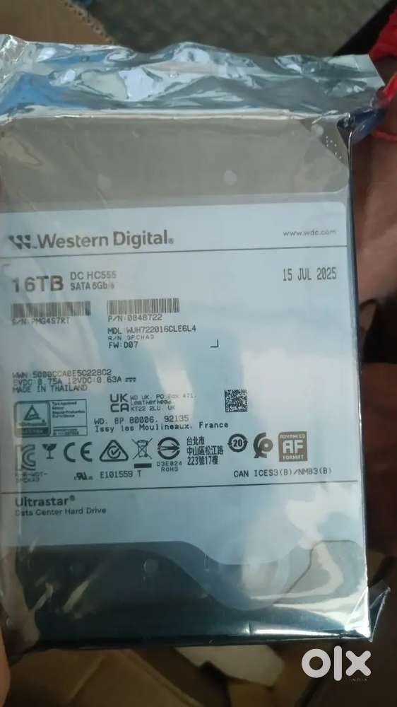 Western Digital 16TB Data Center Hard Drive-model Ultrastar DC HC555.
