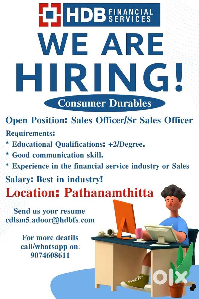 URGENT HIRING SALES OFFICER/SR SALES OFFICER - CONSUMER DURABLES