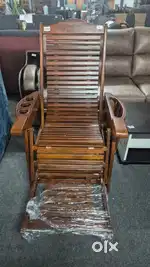 TEAKWOOD new lazy chair with cup hole and newspaper space onam offer