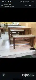 Wooden table and bench for shop