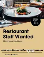 Immediately Looking for experience staff for restaurant
