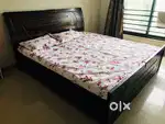 Bed with mattress ,  3 door wardrobe, dining table  at throwaway price