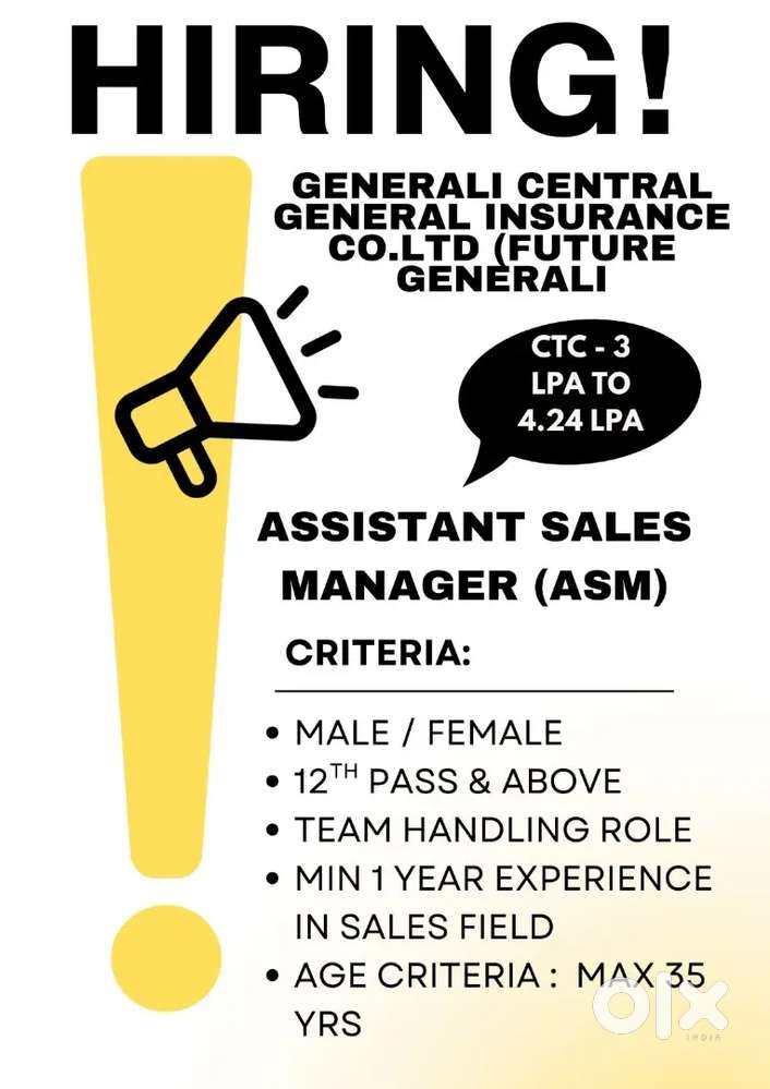 Nagpur-Asm( Generali central)CTC -4.24 lpa/Health insurance/Onrole