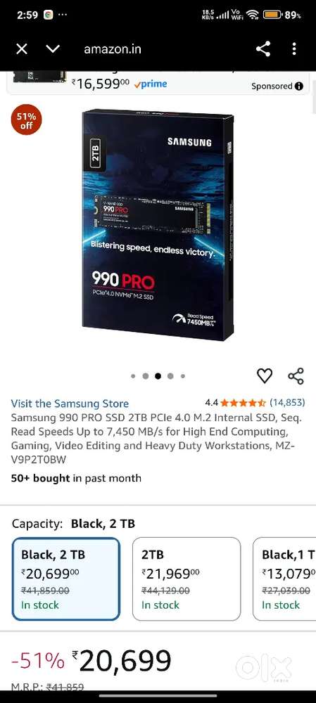 Samsung 990 PRO SSD 2TB PCIe 4.0 M.2 Internal SSD,