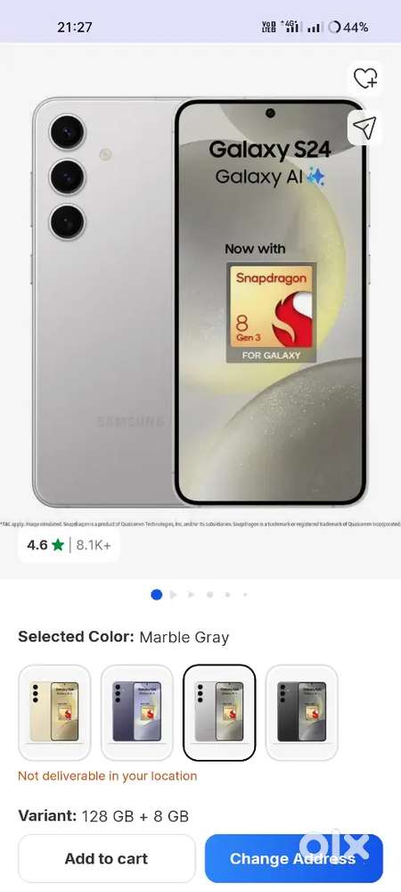 Samsung S24 Gray color (yellow) 25 Sept