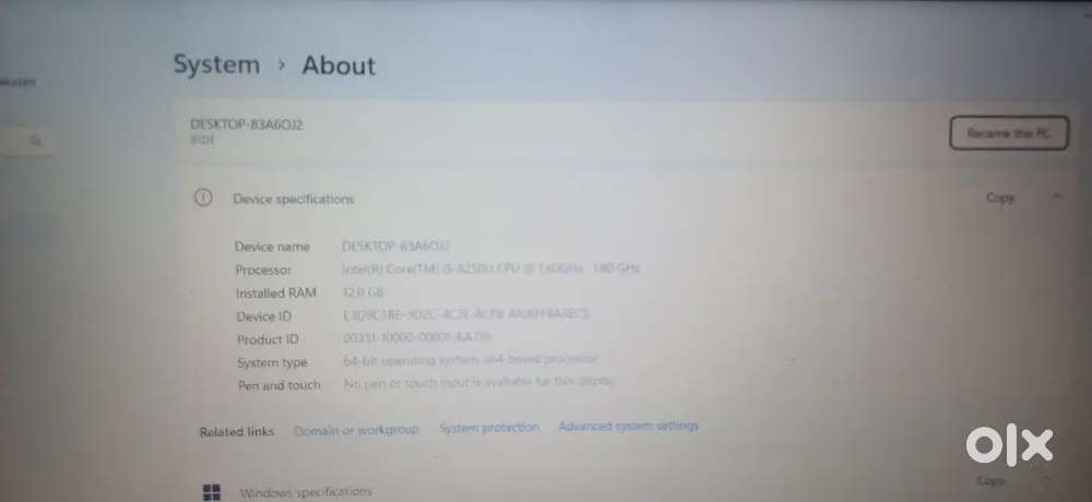 Lenovo i5 8th Generation  12 GB Ram