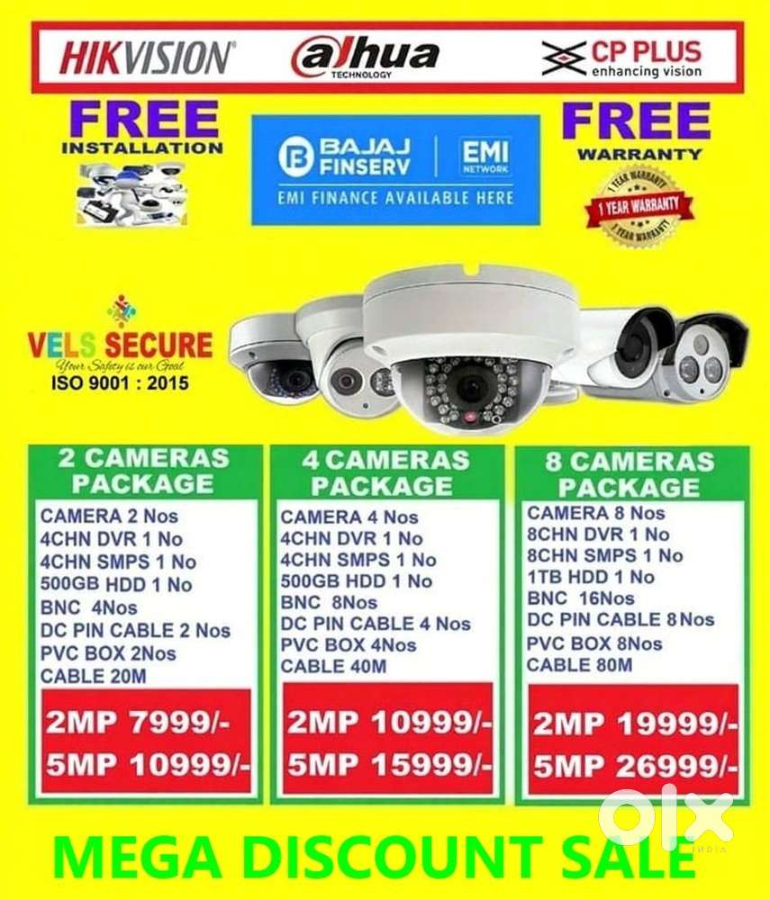 MEGA FESTIVAL OFFER SALE  2MP  DAHUA or CP PLUS or HIKVISION