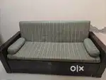 Sofa cum bed, double bed and centre table with 4 stool