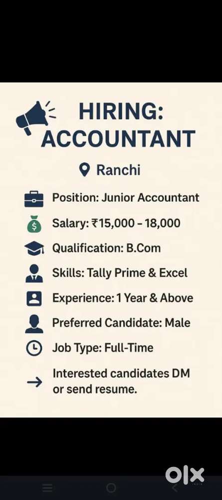 Accountant required urgently in ranchi