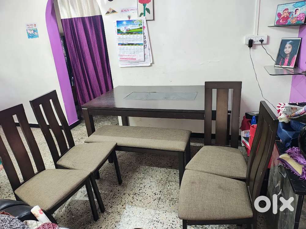 6 Seater Branded Dinning Table With Seating bench and 4 chairs