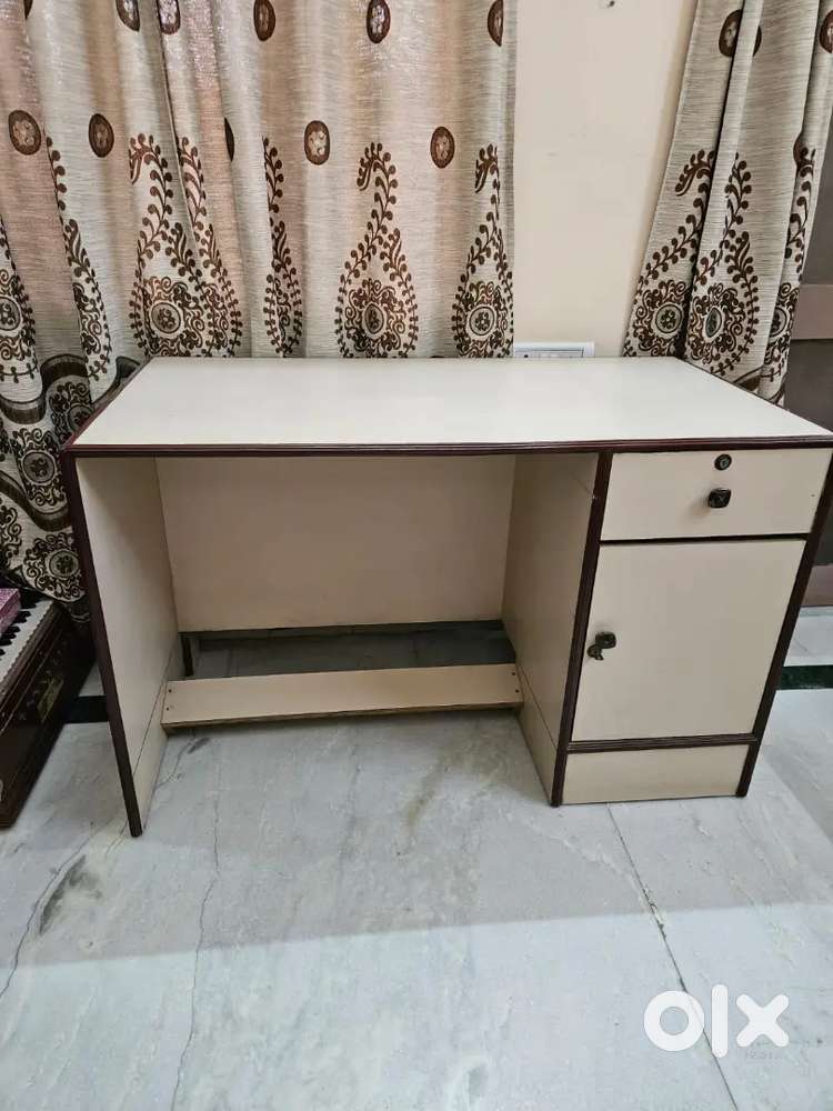 Wooden Study Table with Drawer and Storage Cabinet