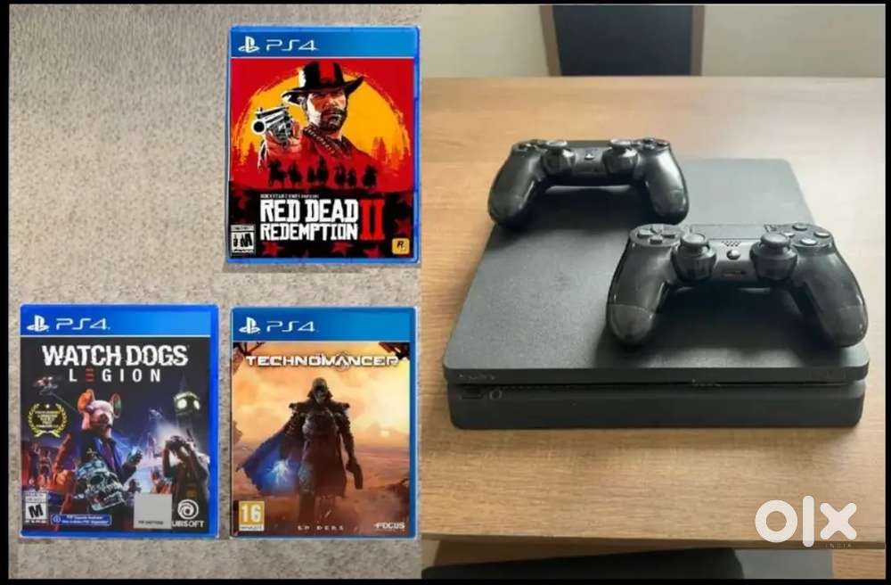 PLAYSTATION 4 SLIM PS4 WIT 4 MNTS WRANTY 2 REMOTES,3 GAMES N ALL WIRES