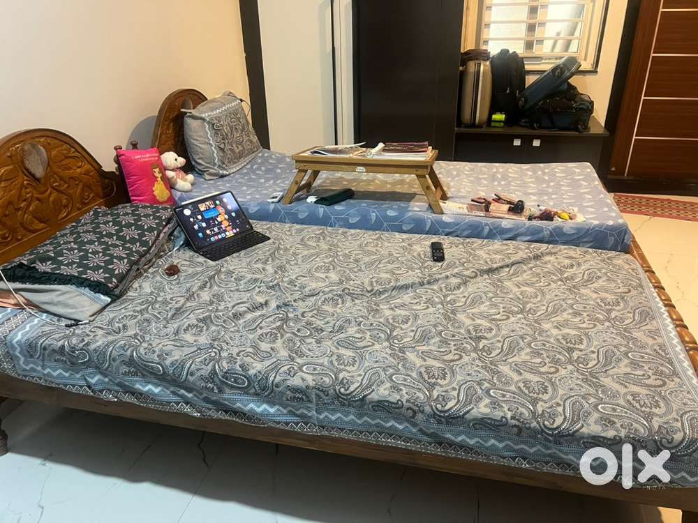 Premium Teak wood Double bed( 2 joinable single beds )
