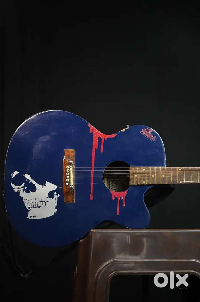 GUITAR ACOUSTIC BLUE singture customised guitar
