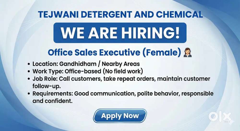 “We’re Hiring – Female Office Executive (Sales & Calling)”