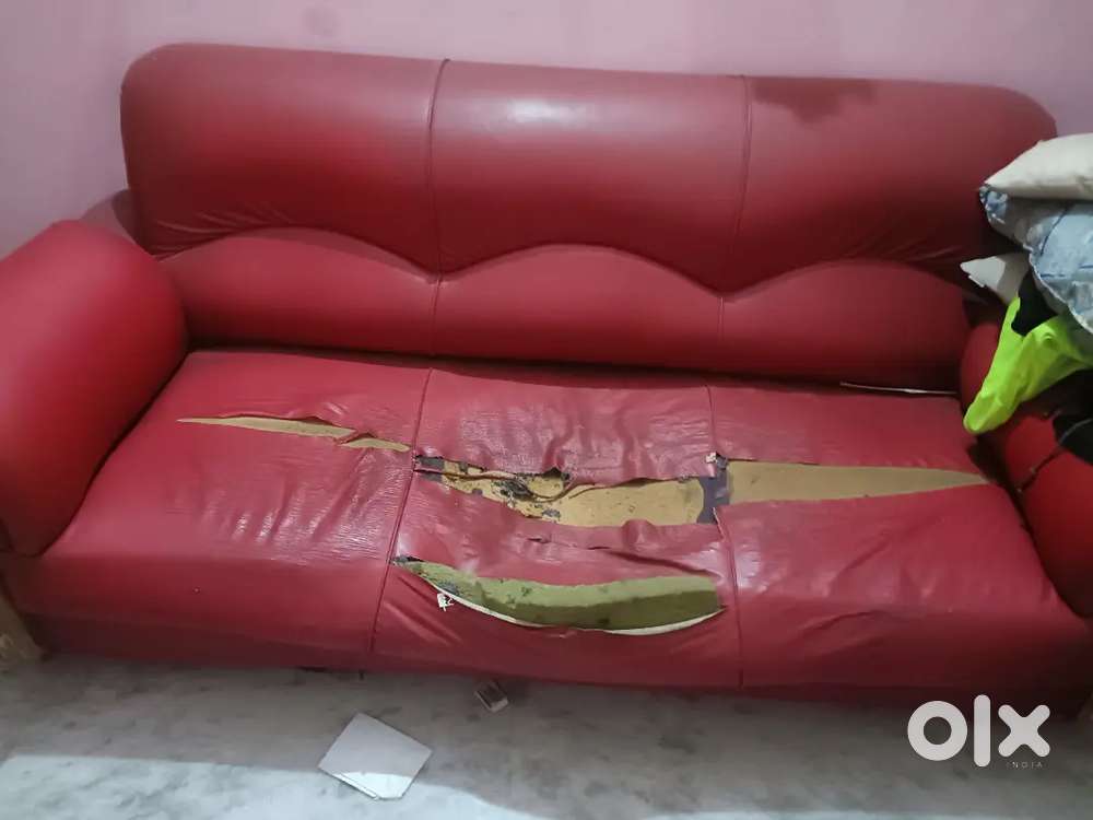 3 seater red color sofa