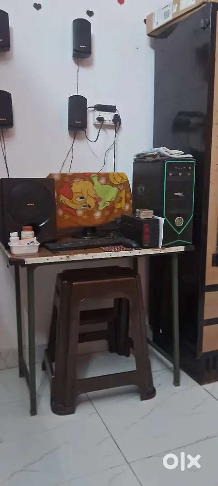 A computer with LED screen.