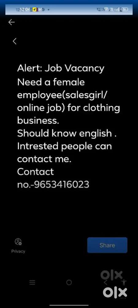 salon job acount job stching job sale girl job