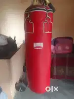 Boxing bag with heavy duty gloves