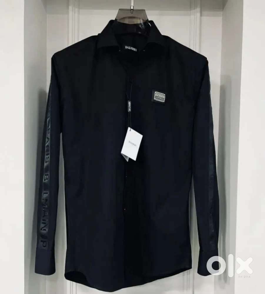 Balmain paris mens black and white party wear shirt