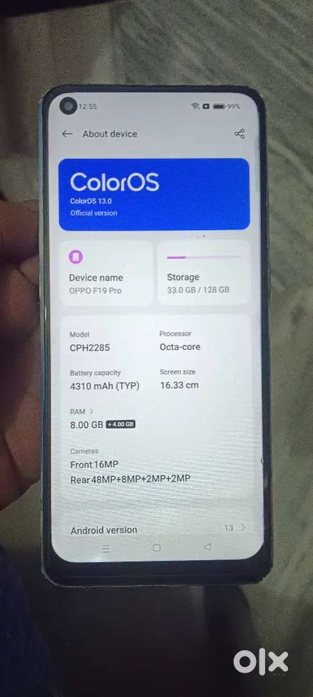 Oppo f19 pro 8 128 gb 4g good condition