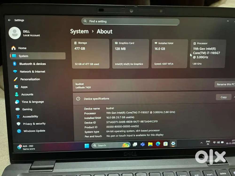 Dell laptop i7 core window 11
