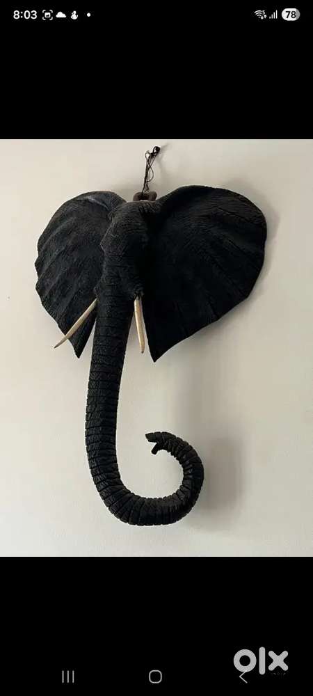 Hand-Carved Elephant Wall Art (Unique Piece -  Global Village Dubai)