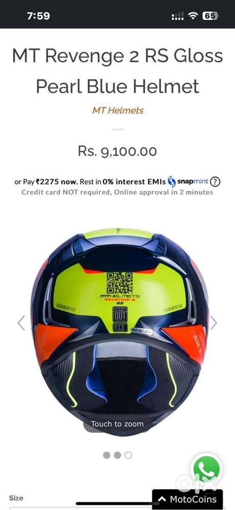 MT revenge 2 RS gloss pearl blue helmet for sale