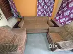 Premium Velvet Sofa Bed with 2 Sofa Chairs