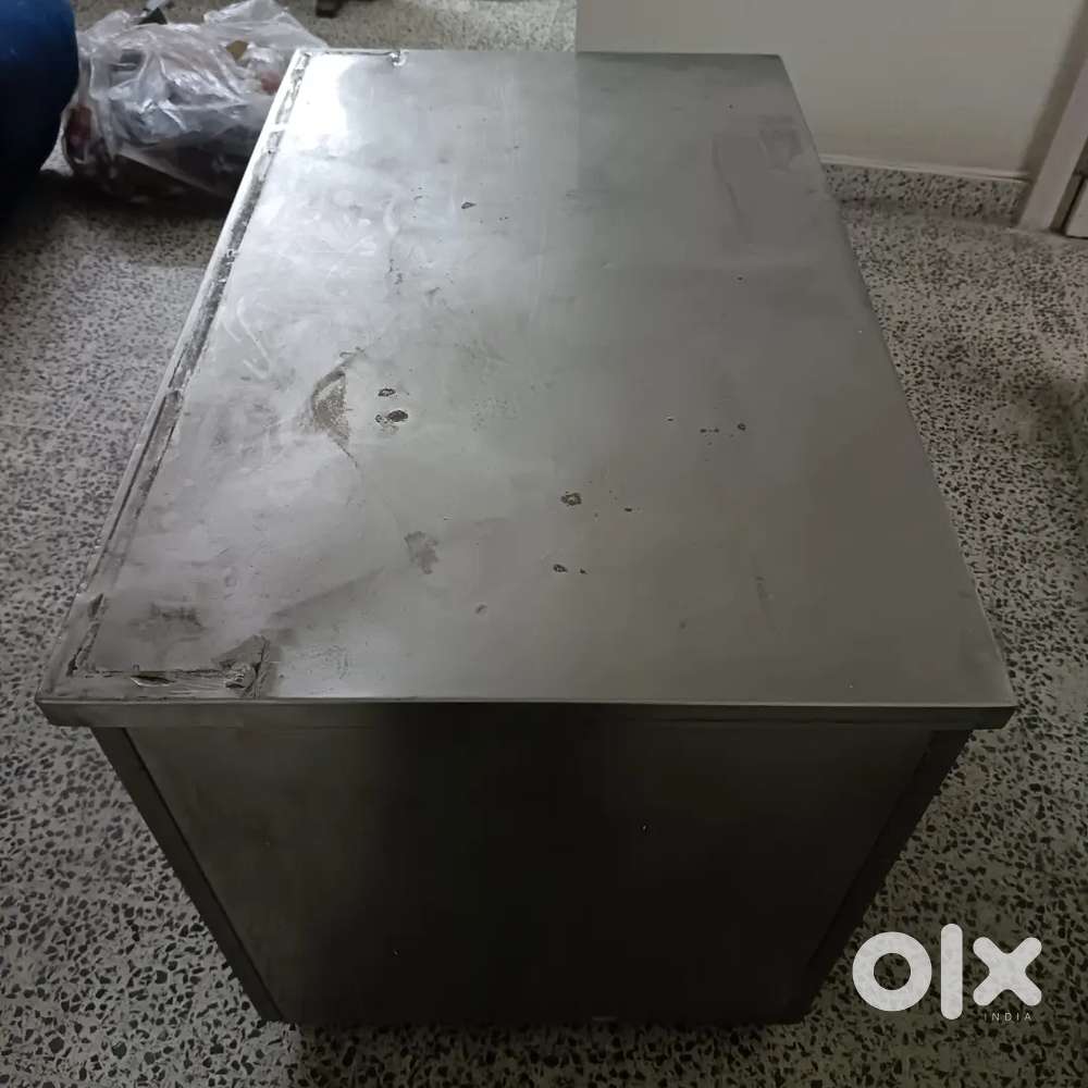 stainless steel work table or workbench. 