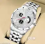 Men analogue casual silver watch