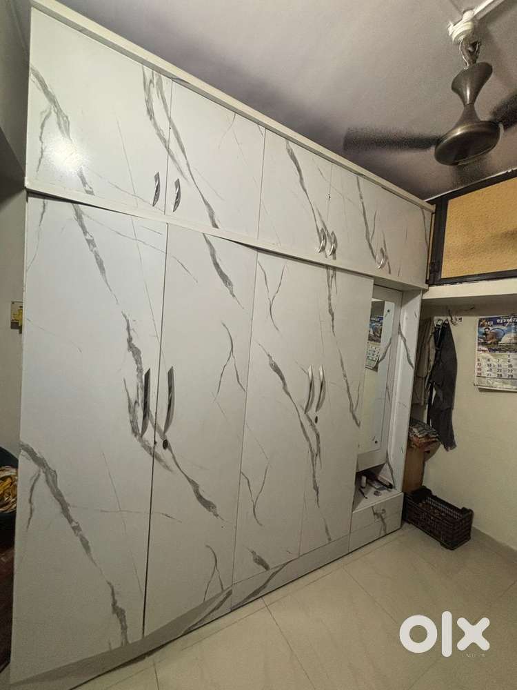 White marble finish wardrobe