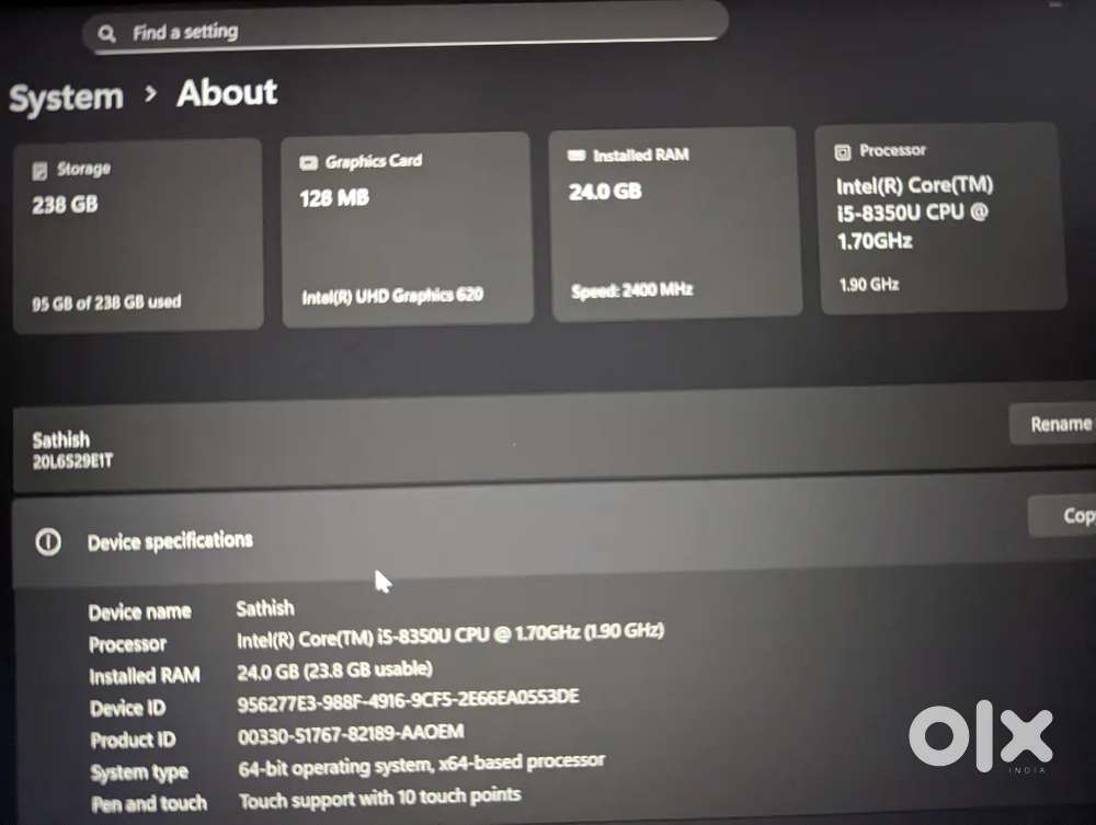 THINK PAD T480 FULL TOUCH. 24GB/256 SSD 1TB HDD