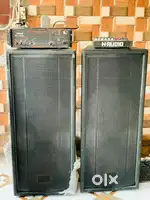 Professional amplifier and 1000 watt speakers with 6 channel mixer