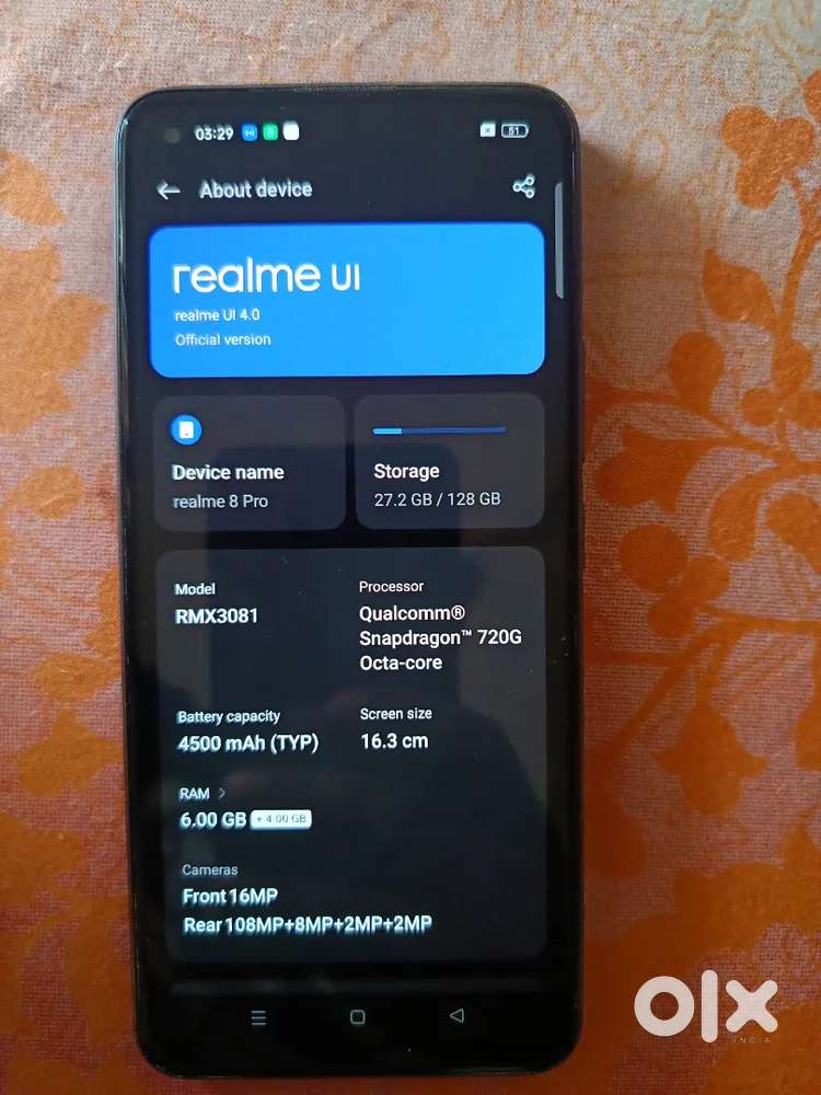 Real me 8 pro 6gb 128 gb