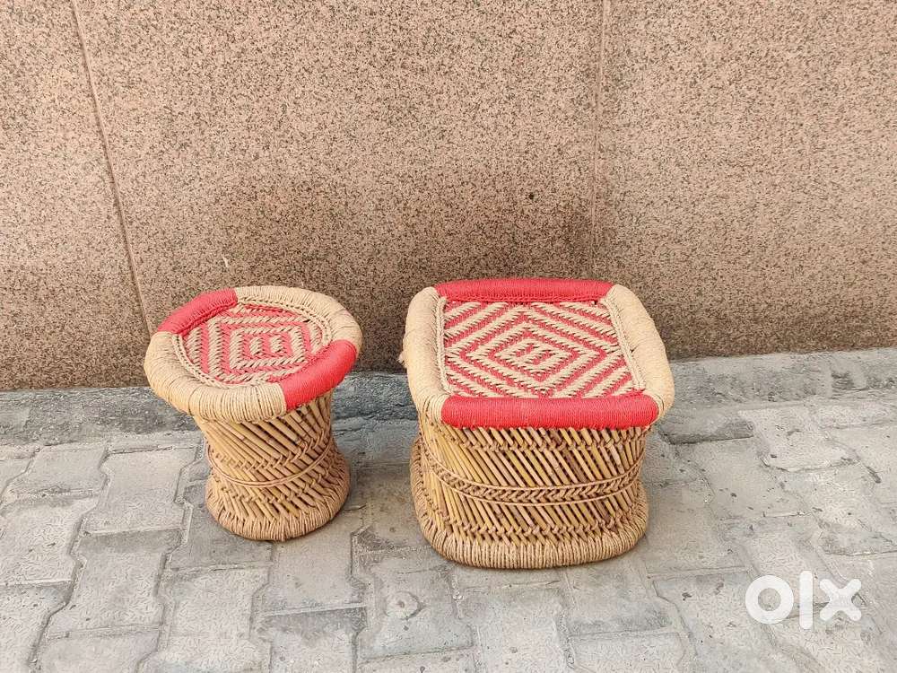Bamboo Mudda stool flower planter handicrafts wall decor basket lamp