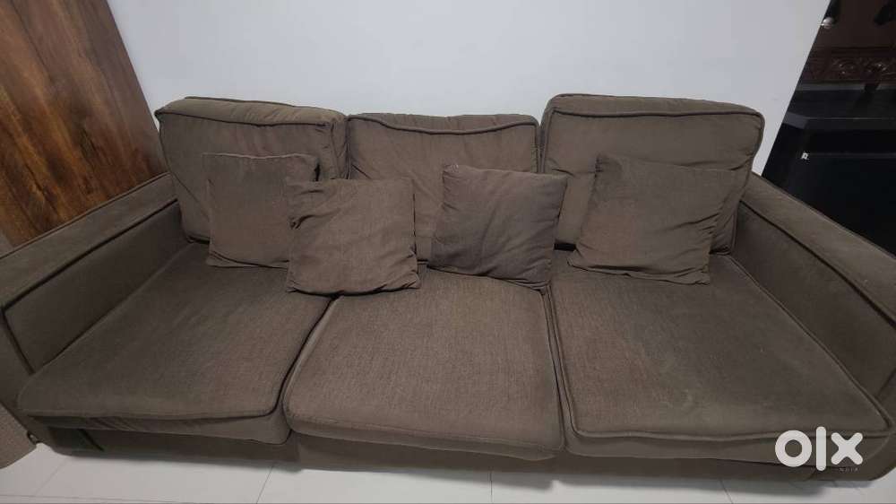 3 seater fabric brown pepperfry sofa