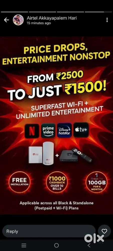 Airtel broadband (4k android box