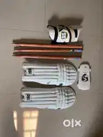 Cricket leg guards, wickets, hand guard, football shoes