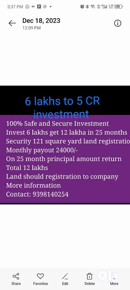 Investment and get returns in 25 mnths @ hyd