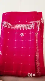 Functional Party wear Wedding dark red saree all new,unstitched blouse